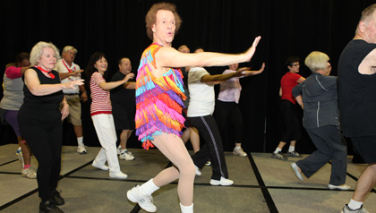 Richard Simmons leads exercise class at the Life@50+ AARP member event in Los Angeles; 9/2011.