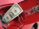 Red car fuel door with dollar bill, Fuel cost calculator