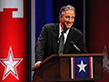 Jon Stewart onstage at O'Reilly Vs. Stewart 2012: The Rumble In The Air-Conditioned Auditorium at Lisner Auditorium at George Washington University on October 6, 2012 in Washington, DC. 