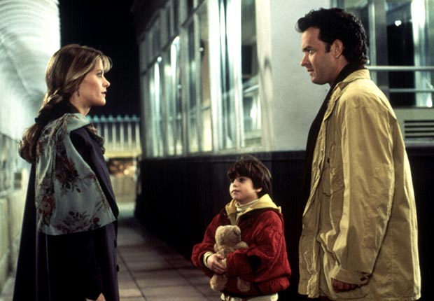 A famous scene from Sleepless in Seattle starring Meg Ryan, Ross Malinger, and Tom Hanks which came out in 1993. For the best movie couples slideshow.
