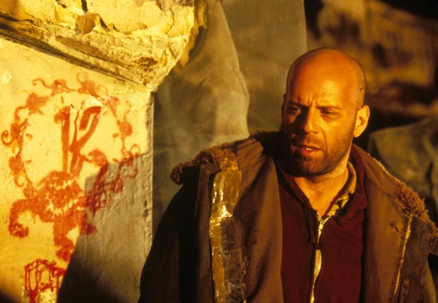 Twelve Monkeys (1995) Directed by Terry Gilliam Shown: Bruce Willis. For the Action Movies for Grownups slideshow.