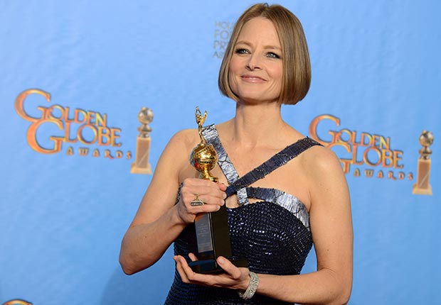 Actress Jodie Foster poses with Cecile B. DeMille Award, 70th Annual Golden Globe Awards