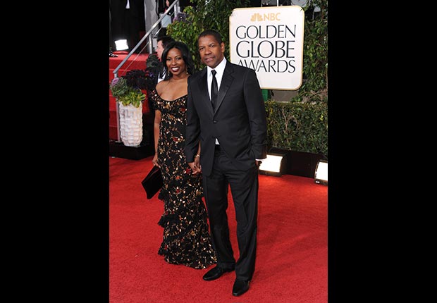 Pauletta Pearson Washington and Denzel Washington arrive at the 70th Annual Golden Globe Awards
