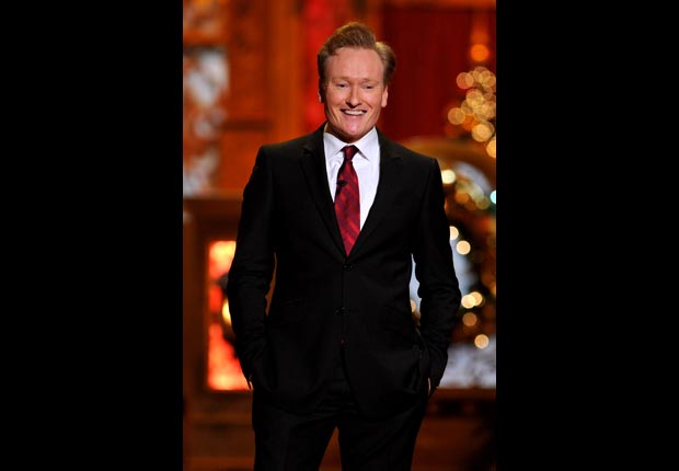 Host Conan O'Brien speaks onstage during TNT Christmas, April Birthday