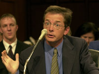 Fox testifies before Congress in 2000 on the benefits of stem cell research.