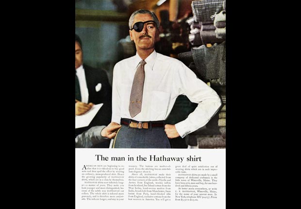 An ad for Hathaway shirts from the Mad Men era, for the Real Ads from the Real Mad Men slideshow.