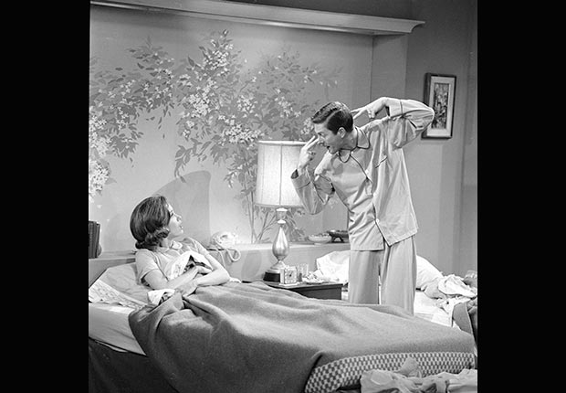 Dick Van Dyke and Mary Tyler Moore on the Dick Van Dyke Show, 1963.