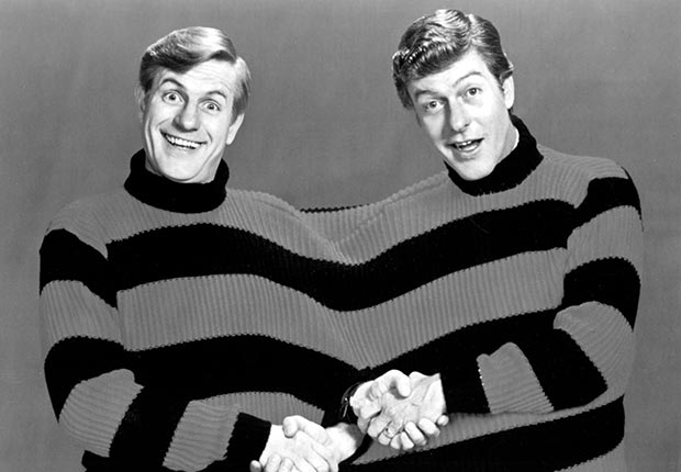 Brothers Jerry Van Dyke and Dick Van Dyke in a sweater.