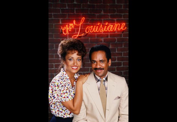 Actor, producer and director Tim Reid poses with his wife Daphne Reid, on the 1987 set of TV's Frank's Place.	