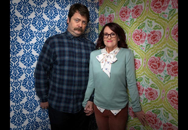 Actors Nick Offerman, left, and Megan Mullally, from the film Smashed, pose for a portrait during the 2012 Sundance Film Festival	