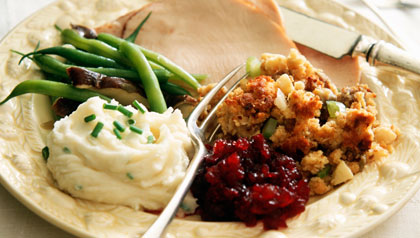 Turkey slices with accompaniments for Thanksgiving Turkey slices with accompaniments for Thanksgiving