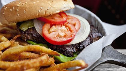Grilled burger and fries for Memorial Day Grilled burger and fries for Memorial Day