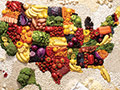 Un mapa de Estados Unidos de frutas y verduras - la nueva dieta americana