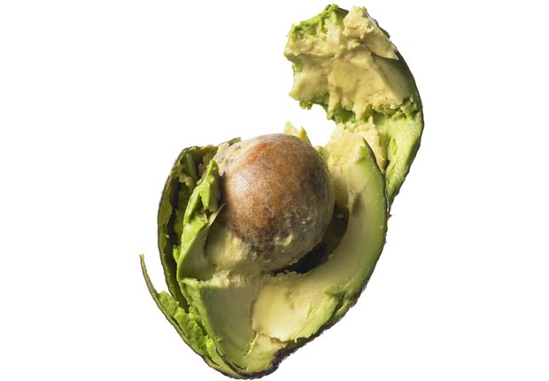 Avocado shot on white