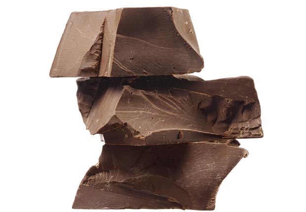 Stack of chunks of dark chocolate