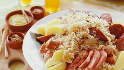 Octoberfest Dishes, choucroute with meat and sauerkraut