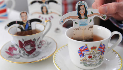 A woman holds a Kate Middleton tea bag in Hamburg, Germany1. A woman holds a Kate Middleton tea bag in Hamburg, Germany1.