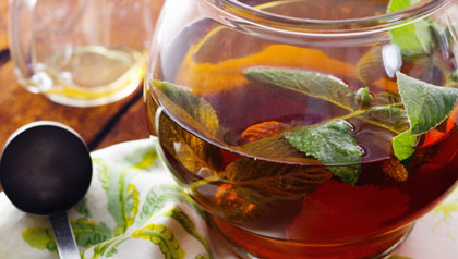 mint tea in a punch bowl mint tea in a punch bowl