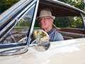 Les Pence, in his ’65 Chevy Corvair Monza, teaches in the AARP Driver Safety Program.