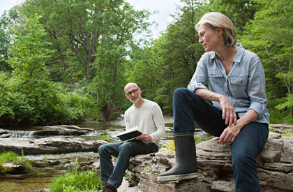 Mature couple outdoors in rural scene