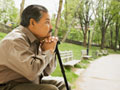 Hispanic man with cane on bench-Hip fractures and death 