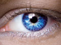Close-up of woman's eye illustrates article on aging eyesight