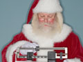Santa Claus standing on scale