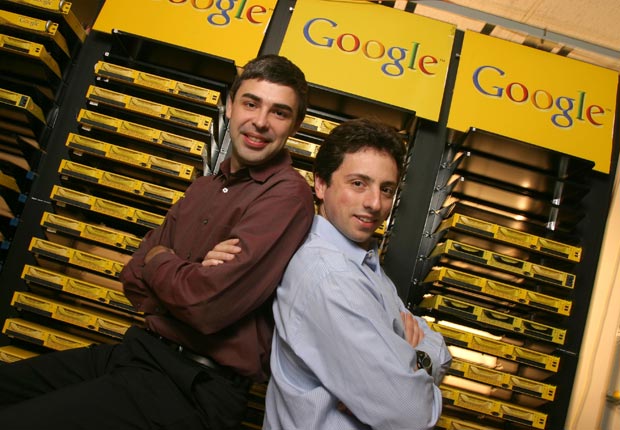 Fundadores de Google Larry Page y Sergey Brin.