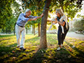 Senior couple playing a game of Tag - Great First Date Places