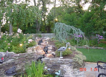 Garden with stork