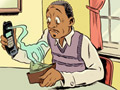 Illustration of man holding a cell phone while a ghost hand reaches into his wallet to take cash