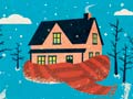 house in winter wrapped by a scarf