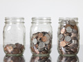 row of jars with coins, Fall Savings Challenge 2012