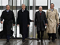 US President George W. Bush, and former US Presidents Bill Clinton, Jimmy Carter, and George Bush, are announced at the grand opening ceremony of the Clinton Presidential Center