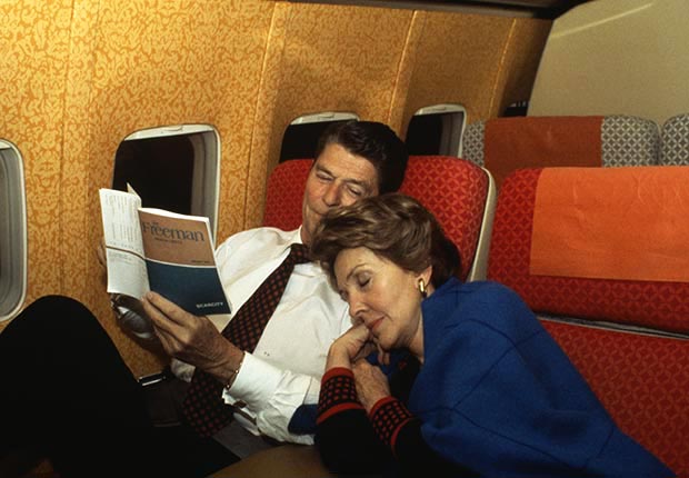Nancy Sleeping on Shoulder of Husband Ronald Reagan
