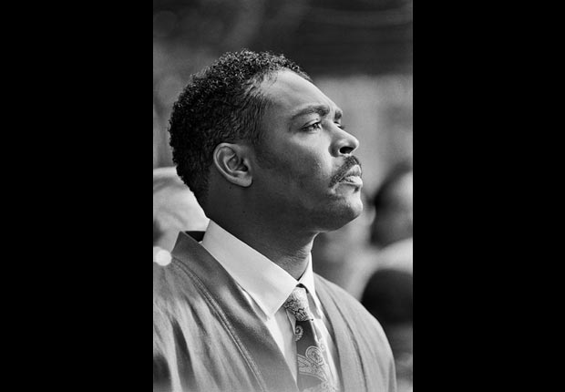 Rodney King gives, Can't we all get along? speech, Los Angeles.
