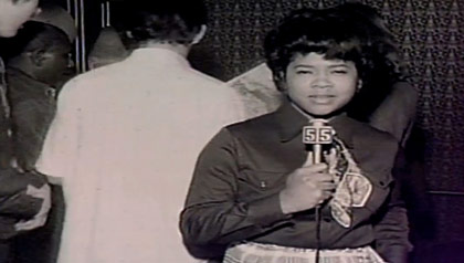 First African American female television news reporter Belva Davis at a young age First African American female television news reporter Belva Davis at a young age