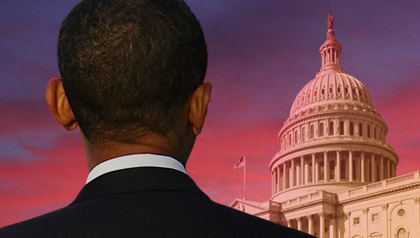 Presidente Obama mirando al capitolio Presidente Obama mirando al capitolio