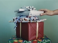 Holiday presents in a stack