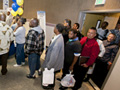 Unemployed people line up for job interviews-Age Discrimination in the Workplace 	