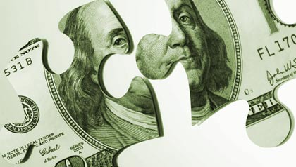 Puzzle piece of twenty dollar bill - What family and financial advisers should do if elderly person is incapable of managing money