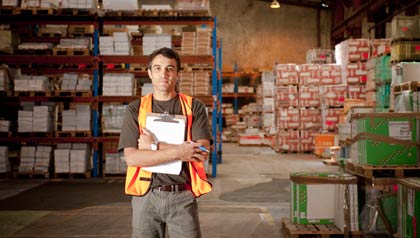 A man working in a warehouse