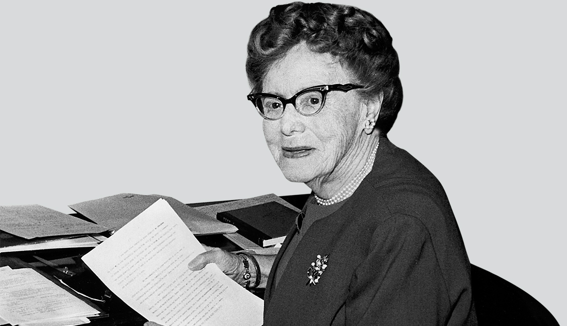 Ethel Percy Andrus holding papers