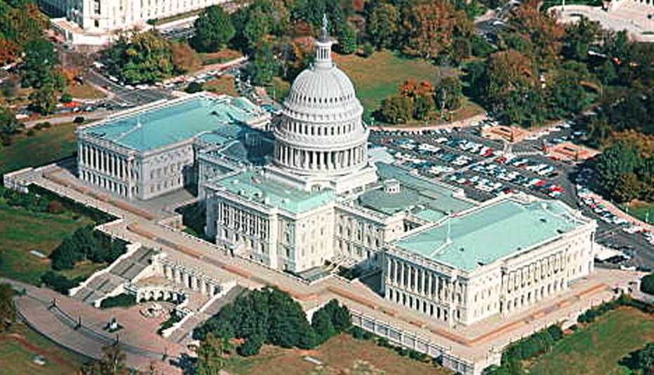 An aerial view of the U.S. captiol
