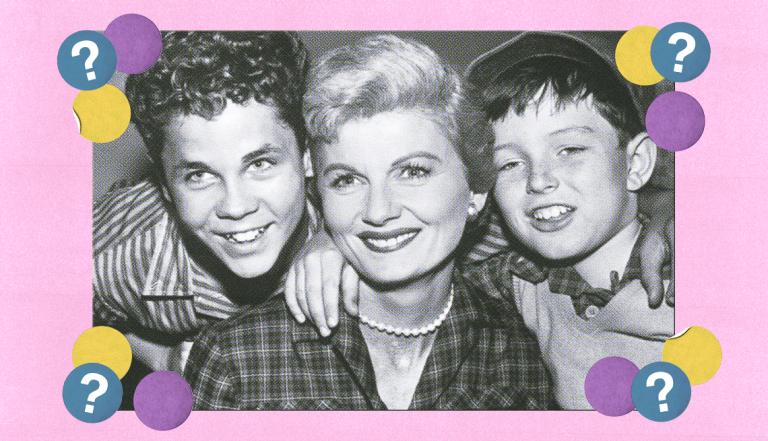 Tony Dow, Barbara Billingsley, and Jerry Mathers from Leave It to Beaver
