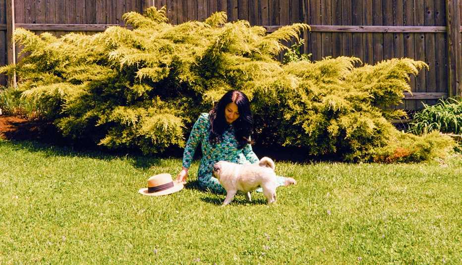 Poet Ada Limon with her pug, Lily Bean, at home in Lexington, Ky.