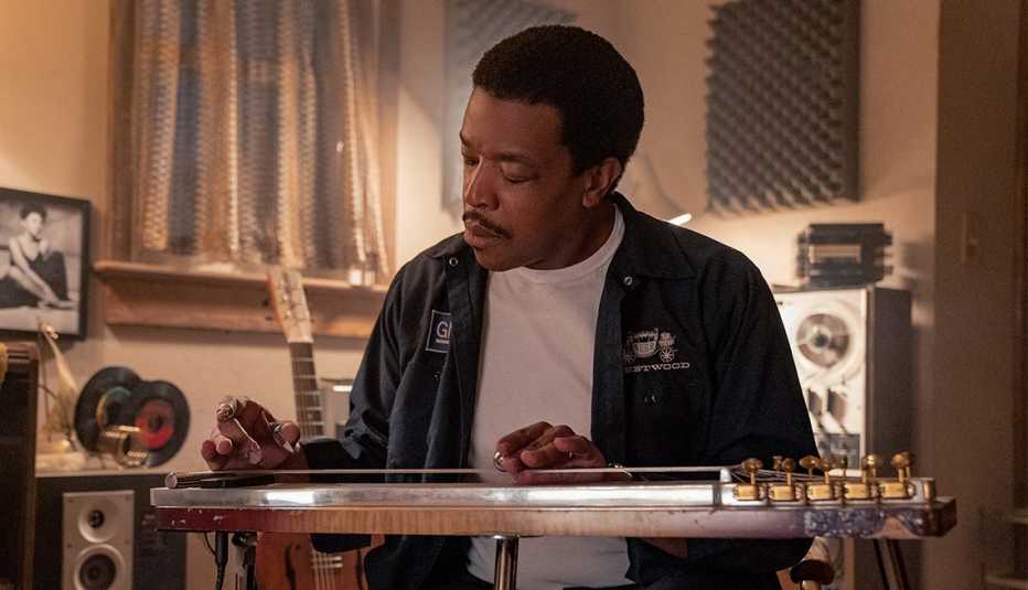 "Black Family Mafia" star, Russell Hornsby, plays a pedal steel guitar in "See It…Touch It...Obtain It," episode, (Season 1, ep. 101, aired Sept. 26, 2021).