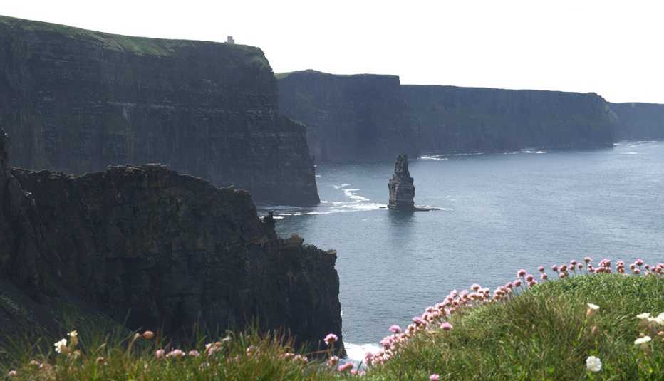 The guided Doolin Cliff Walk Experience along the Cliff of Moher offers stunning views of the Aran Islands.  