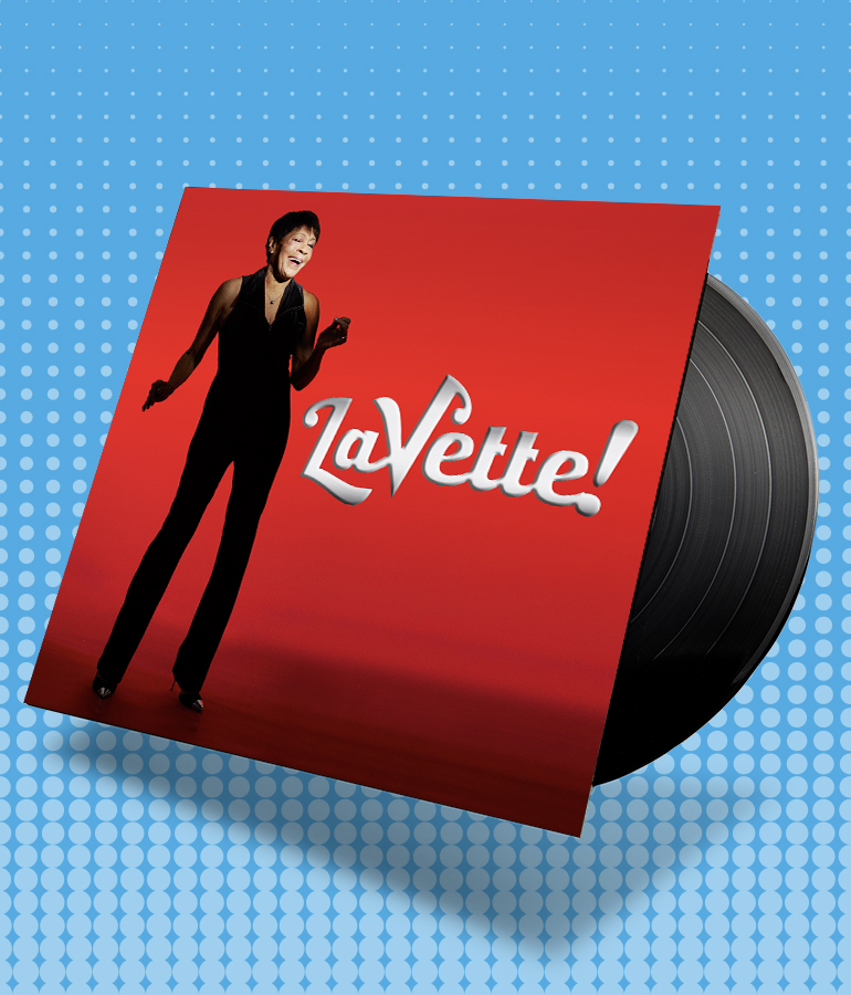 album cover with record sticking out of it; cover says lavette with picture of bettye lavette on it; blue background with little shapes on it