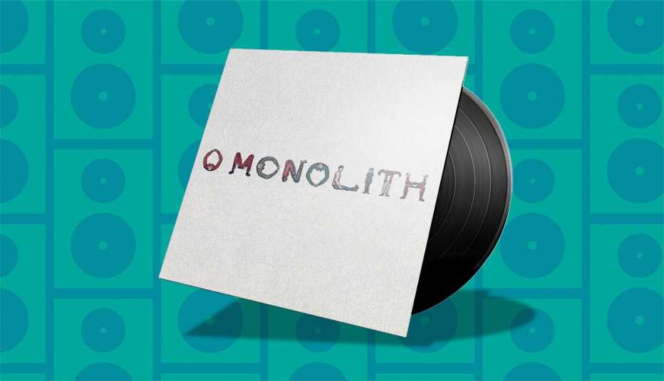 music album with record sticking out of it; word o monolith on cover
